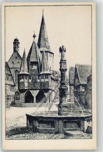 Michelstadt Marktplatz, Brunnen, nach einer Zeichnung von Karl Winkel
