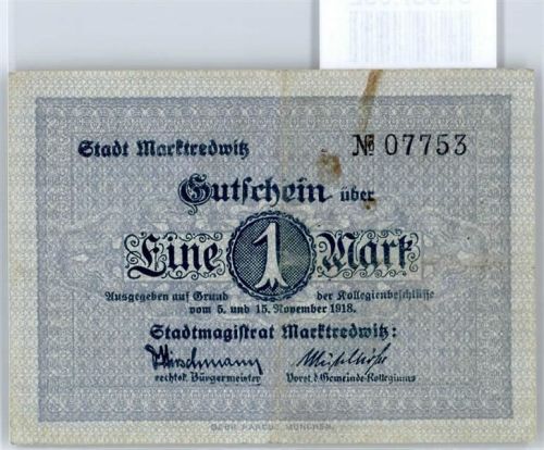 Notgeld 1 Mark , Markredwitz