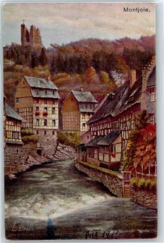 Monschau Partie an der Rur und Ruine Haller