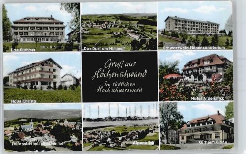 Höchenschwand Kurhaus, Gesamtansicht, Haus Christa, Teilansicht, Kurheim Krone, Hotel Alpenblick, Schwarzwald-Höhensanatorium