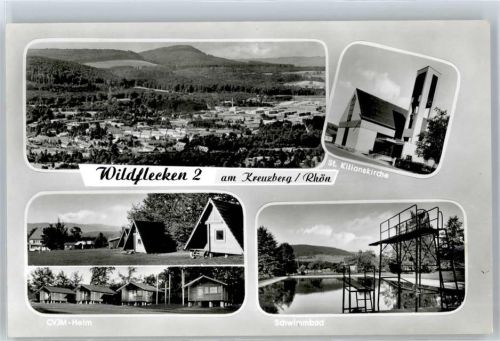97772 W8789 Wildflecken - St. Kilianskirche, Schwimmbad, CVJM-Heim