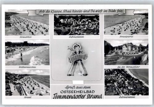 Timmendorfer Strand Leporello, Strand, Fliegeraufnahme, An der Normaluhr, Matrose