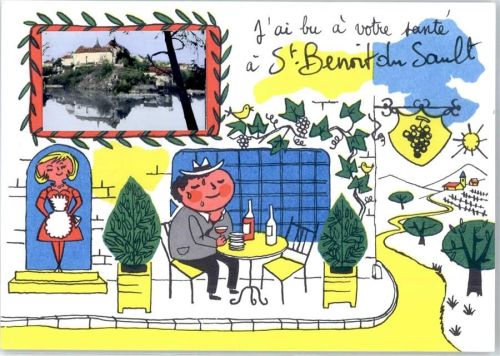 36170 Saint-Benoit-du-Sault - Leporello, Im Weinrestaurant