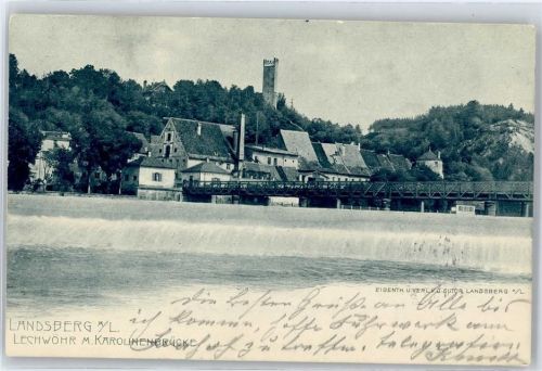 86899 W8910 Landsberg a. Lech - Lechwöhr mit Karolinenbrücke