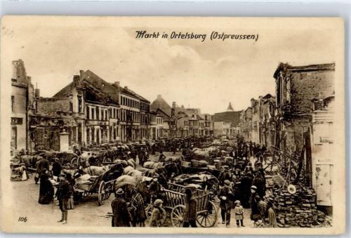 Ortelsburg Marktszene Marktplatz Wohlfahrts-Karte