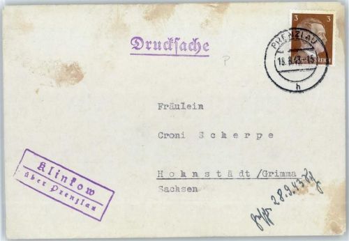 Prenzlau Landpoststempel Klinkow