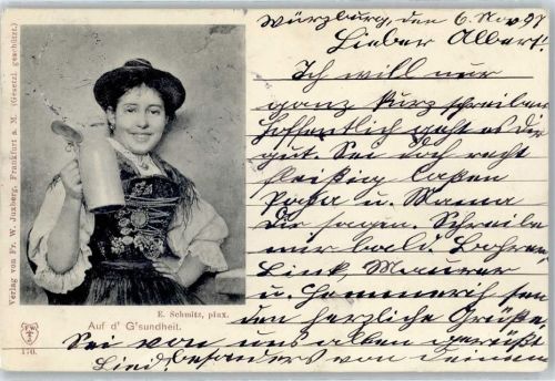 1897 Tracht Auf d´ Gesundheit Bierkrug