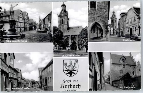 Korbach Rathaus Stechbahn Denkmal St. Kilian-Kirche Prof.-Kümmel-Straße Am Steinhaus Wappen