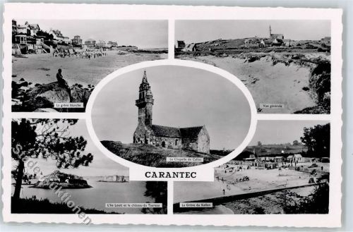 Carantec La greve blanche, La Chapelle de Callot, La Greve du Kellen, L´Ile Louit et le chateau du Taureau