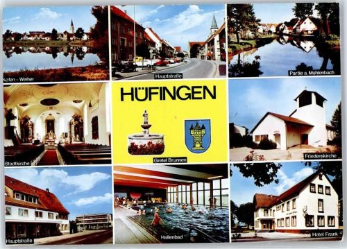 Hüfingen Hauptstraße Friedenskirche Hotel Frank Schwimmbad Stadtkirche