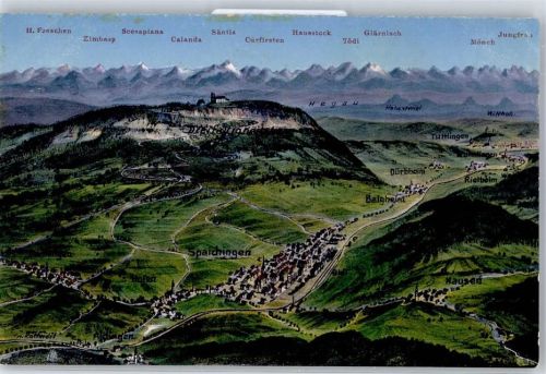 78549 W7208 Spaichingen Lithographie Donautal Vogelschau