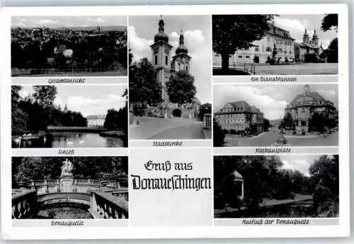 Donaueschingen Stadtkirche Rathausplatz Donauquelle Dianabrunnen