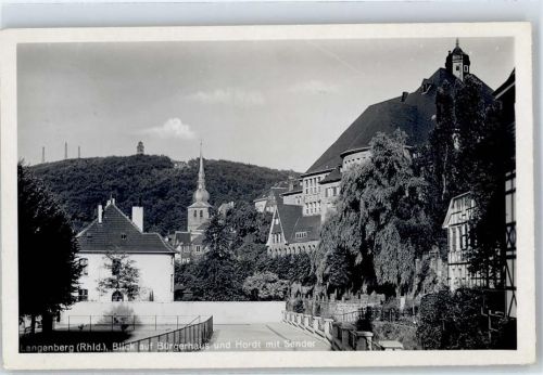 Langenberg Blick auf Bürgerhaus und Hordt mit Sender