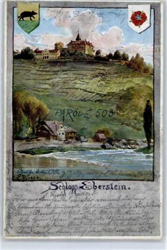 76593 W7562 Gernsbach 1901 Künstlerkarte sign. E. Biese Schloss Eberstein