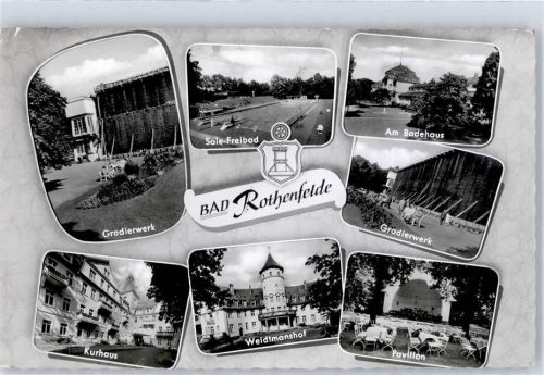 Bad Rothenfelde Gradierwerk Schwimmbad Sole-Freibad Badehaus Wappen Kurhaus Weidtmanshof Pavillon
