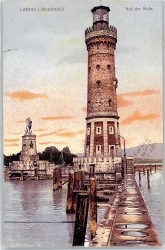 Lindau 1909 Hafen-Einfahrt, Mole