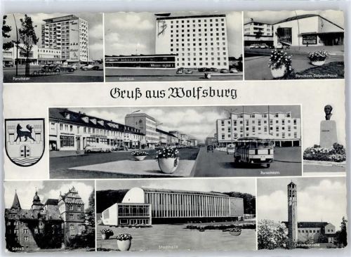38440 W3180 Wolfsburg - Rathaus Porschestrasse Christuskirche Stadthalle Schloss