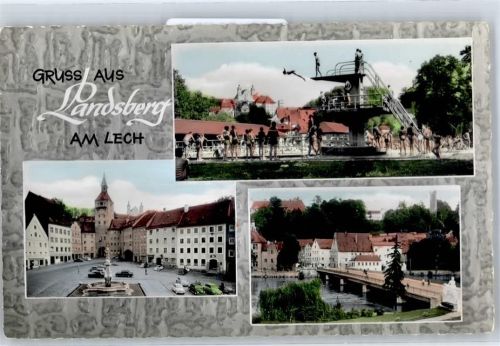 Landsberg Schwimmbad Autos Brücke Platzansicht