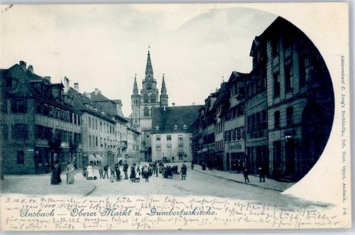 Ansbach 1900 Oberer Markt Gumbertuskirche