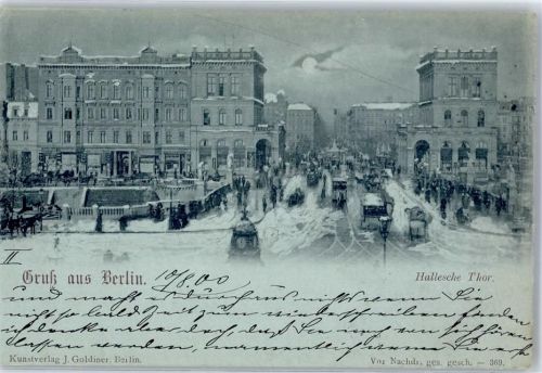 Kreuzberg 1900 Hallesche Tor Mondschein-AK