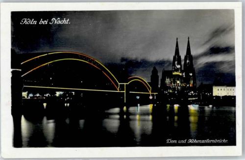 Köln Stadt Dom Hohenzollernbrücke bei Nacht