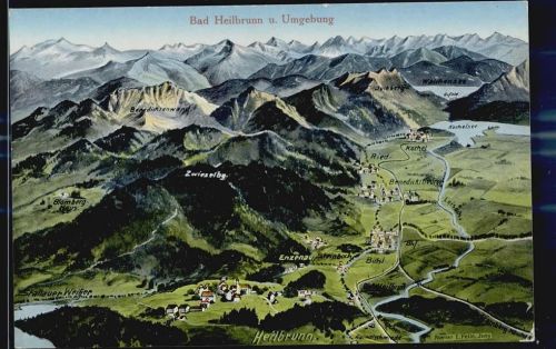 Bad Heilbrunn Reliefkarte Vogelschau