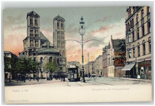 Köln Stadt Gereanskirche mit Christophstrasse Straßenbahn