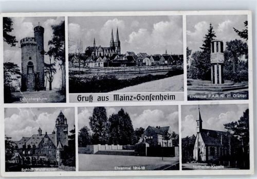 Gonsenheim Kriegerdenkmal Lennebergturm Nothelfer-Kapelle Schloss Waldhausen