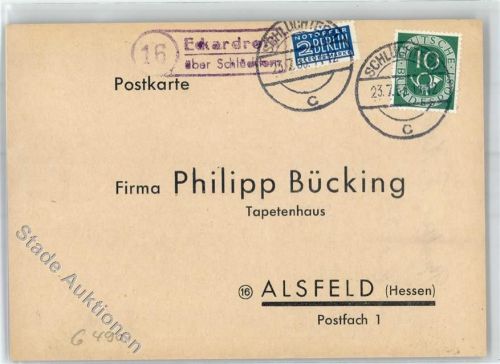 Eckardroth Landpoststempel Bestellkarte Tapetenhaus Philipp Bücking Notopfer