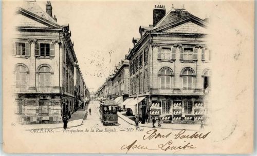 Orleans 1901 Rue Royale Straßenbahn