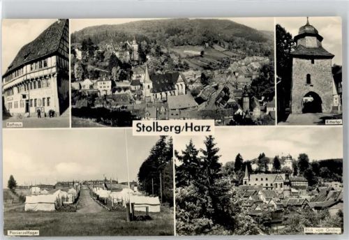Stolberg Rathaus Rittertor Pionierzeltlager Blick vom Graben