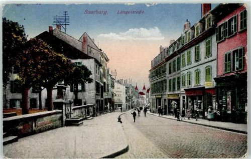 57400 Sarrebourg Saarburg Lithographie Feldpost Langestrasse Geschäft