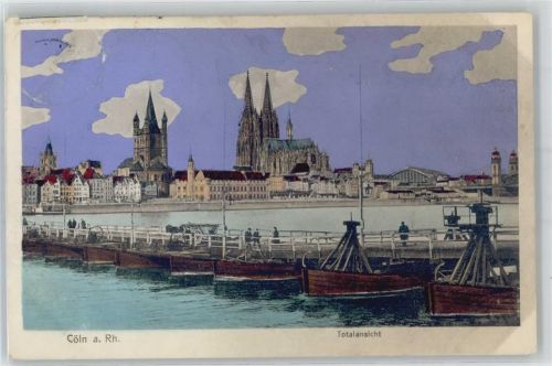 Köln Stadt 1910 Schiffbrücke Kölner Dom