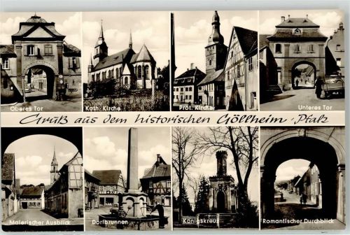 Göllheim Oberes Unteres Tor Kath. Kirche Protestantische Kirche Dorfbrunnen Königskreuz