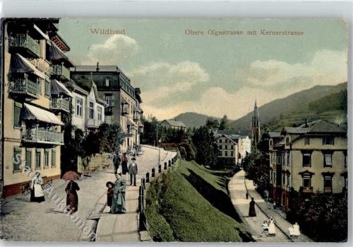 Wildbad 1909 Obere Olgastrasse mit Kernerstrasse