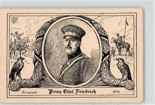 1915 WK I Prinz Eitel Friedrich Soldat Pferd Banner sign.