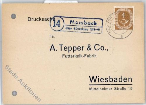 Morsbach Landpoststempel Bestellkarte Futterkalk-Fabrik A. Tepper