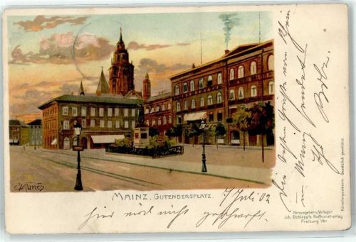 Mainz 1902 Gutenbergplatz sign. Münch