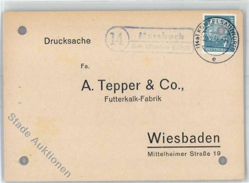 Morsbach Landpoststempel Bestellkarte Futterkalk-Fabrik A. Tepper