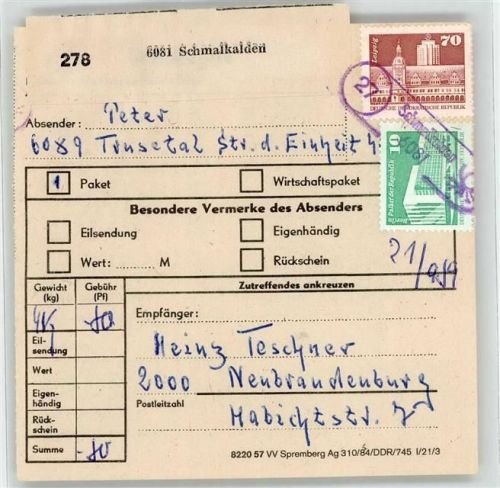 98574 O6080 Schmalkalden - Landpoststempel