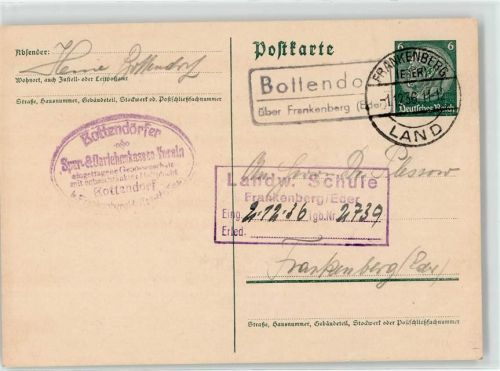 35099 W3559 Bottendorf , Kr Frankenberg, Eder - Landpoststempel