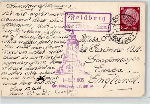 61389 W6384 Feldberg , Taunus - Landpoststempel