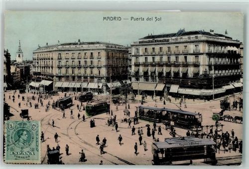 Madrid 1915 Puerta del Sol Straßenbahn