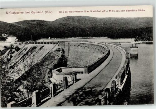 Gemünd Urfttalsperre Stauinhalt 45,5 Millionen kbm