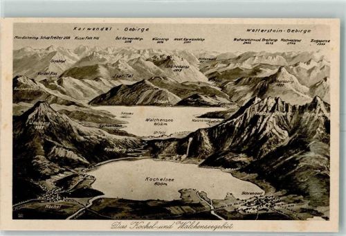 Walchensee Panoramakarte Kochelsee Verlag Ottmar Zieher