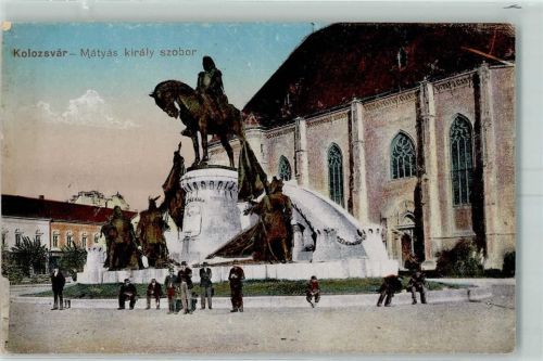 Klausenburg König Matthias Reiterdenkmal auf dem Ring Michaelskirche