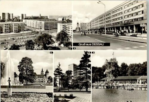 Dessau-Roßlau Ecke August Bebel Willy Lohmann Straße Stadtpark Postamt Schwimmbad Adria
