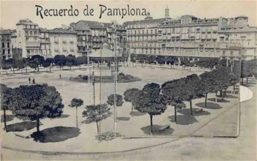 Pamplona (Spanien) Leporello Teilansicht II- (repariert, Marke entfernt)