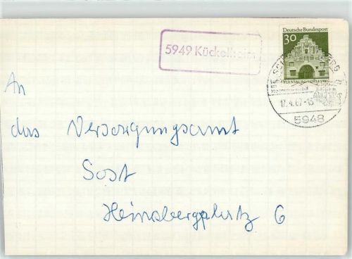 57392 W5948 Kückelheim b Schmallenberg, Sauerl - Landpoststempel