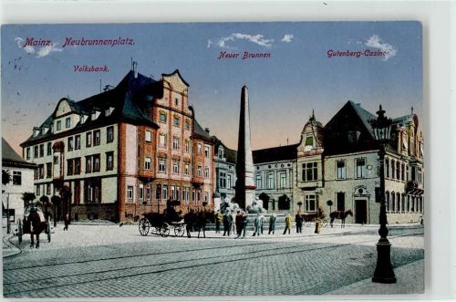 Mainz 1916 Neubrunnenplatz Volksbank Neuer Brunnen Gutenberg Casino
